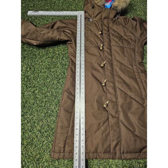 Volcom Thermonite Parka Jacket Womens Snow 06 Sz Medium Brown Long 8000MM/5000GM - Picture 6 of 8